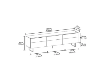 Sign Tv-bänk 180 cm - Grå/Ek - Möbler - Tv möbel & mediamöbel - TV bänk & mediabänk