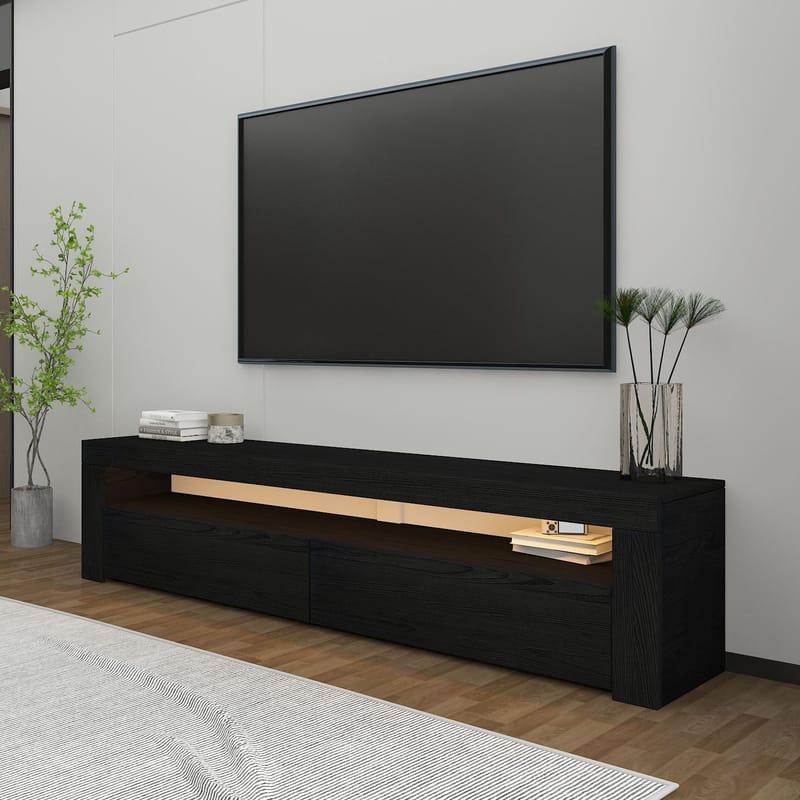 Sorik Golvstående Tv Bänk 150 cm med Förvaring i Målat Trä - Svart - Möbler - Tv möbel & mediamöbel - TV bänk & mediabänk