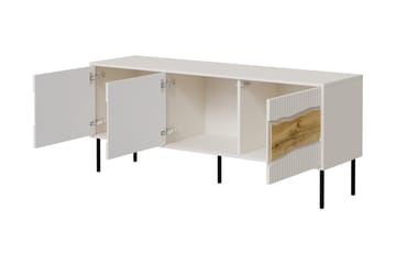 Stintino Golvstående Tv Bänk 144 cm med Förvaring i Mörkt Trä - Svart - Möbler - Tv möbel & mediamöbel - TV bänk & mediabänk