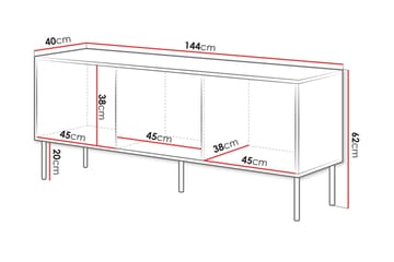 Stintino Golvstående Tv Bänk 144 cm med Förvaring i Mörkt Trä - Svart - Möbler - Tv möbel & mediamöbel - TV bänk & mediabänk