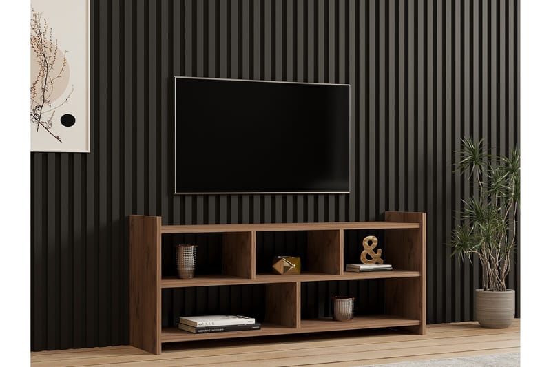 Taharoa Golvstående Tv Bänk 120 cm med Förvaring i Mörkt Trä - Brun - Möbler - Tv möbel & mediamöbel - TV bänk & mediabänk