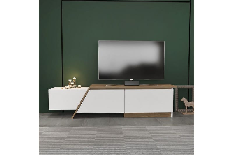 Tavros Golvstående Tv-bänk 180 cm med Förvaring i Valnöt - Vit - Möbler - Tv möbel & mediamöbel - TV bänk & mediabänk
