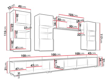 Tessan Tv väggenhet med LED-belysning - brun - Möbler - Tv möbel & mediamöbel - TV-möbelset