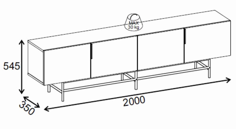 Truvia TV-bänk 200x55x35 cm - Antracit och svart - Möbler - Tv möbel & mediamöbel - TV bänk & mediabänk