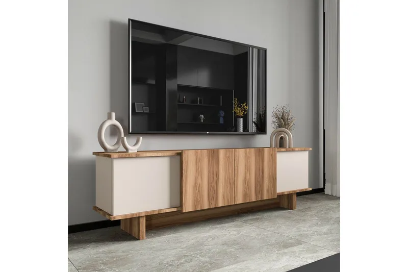TV-bänk Diannare Beige / Valnöt, Beige / Valnöt