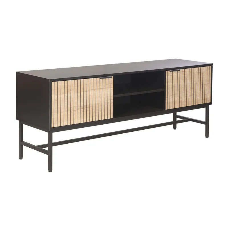 TV-bänk Helve 150x40x60 cm Melamin, svart / ljust trä