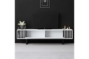 TV-bänk Jeval Vit / Svart - Vit / Svart - Möbler - Tv möbel & mediamöbel - TV bänk & mediabänk