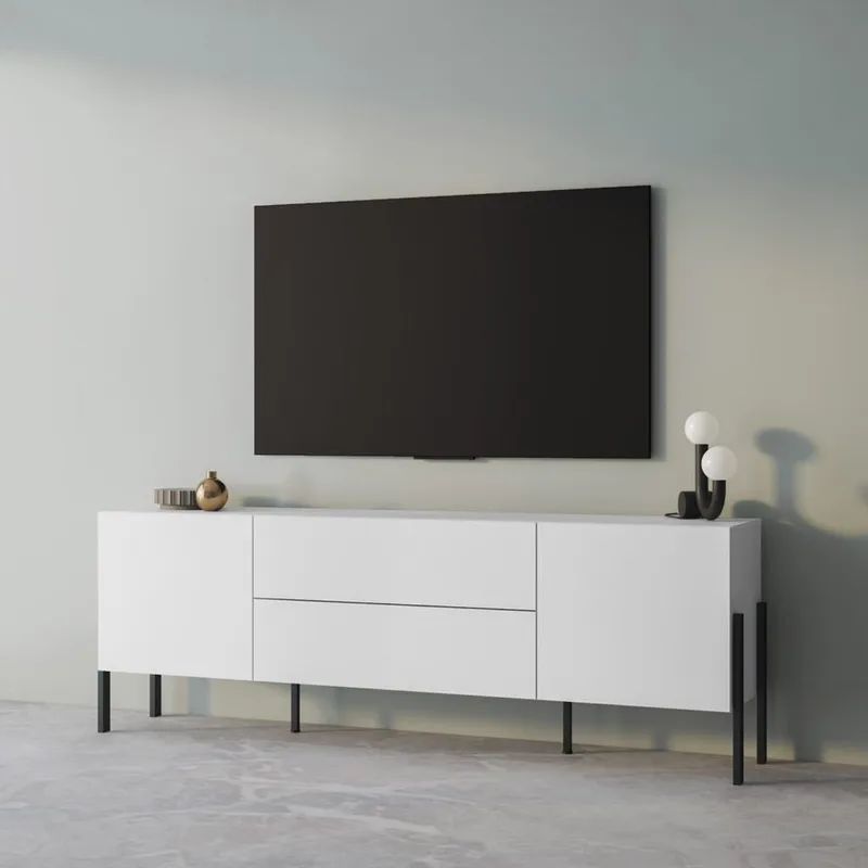 TV-bänk Jukon 2 Dörrar med 2 Lådor - Vit Supermat - Möbler - Tv möbel & mediamöbel - TV bänk & mediabänk