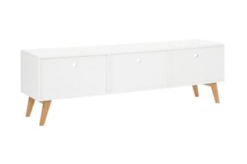 Alfambra Lång Golvstående Tv Bänk 180 cm med Förvaring i Ek - Vit - Möbler - Tv möbel & mediamöbel - TV bänk & mediabänk