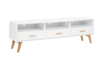 Alfambra Lång Golvstående Tv Bänk 180 cm med Förvaring i Ek - Vit - Möbler - Tv möbel & mediamöbel - TV bänk & mediabänk