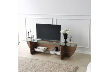 Andifli Golvstående TV-bänk 158 cm med Förvaring i Trä med Glasskiva - Brun - Möbler - Tv möbel & mediamöbel - TV bänk & mediabänk