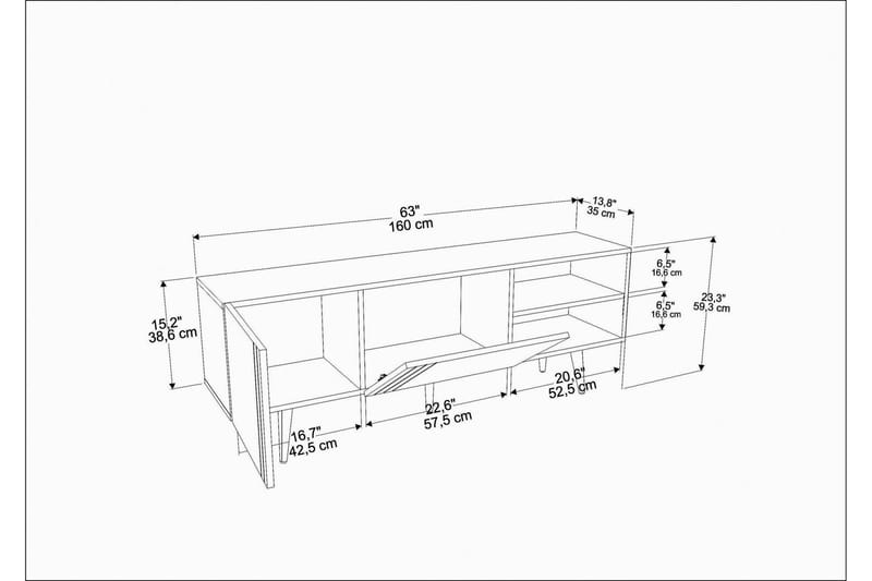 Andifli Golvstående Tv-bänk 160 cm med Förvaring i Målat Trä - Vit - Möbler - Tv möbel & mediamöbel - TV bänk & mediabänk