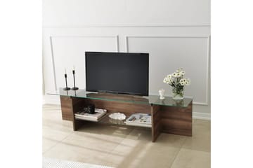 Andifli TV-bänk 158 cm med Förvaring i Trä med Glasskiva - Brun - Möbler - Tv möbel & mediamöbel - TV bänk & mediabänk
