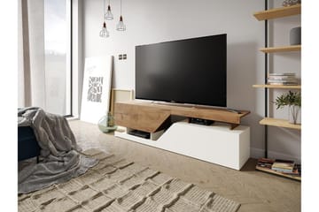 Ceelias Golvstående TV Bänk med Förvaring 160 cm i Målat Trä - Vit|Beige - Möbler - Tv möbel & mediamöbel - TV bänk & mediabänk