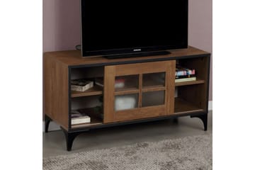 Comfortale Golvstående Tv Bänk 100 cm med Förvaring i Mörkt Trä - Brun - Möbler - Tv möbel & mediamöbel - TV bänk & mediabänk