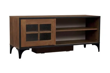 Comfortale Golvstående TV Bänk 125 cm med Förvaring i Mörkt Trä - Brun - Möbler - Tv möbel & mediamöbel - TV bänk & mediabänk