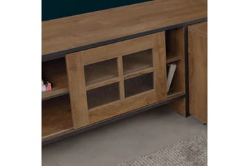 Comfortale Golvstående TV Bänk 150 cm med Förvaring och Hjul i Mörkt Trä - Brun - Möbler - Tv möbel & mediamöbel - TV bänk & mediabänk