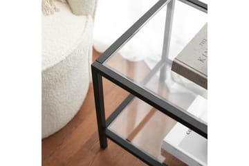 Condurso Golvstående Tv-bänk 130 cm med Förvaring i Glas och Metall - Svart - Möbler - Tv möbel & mediamöbel - TV bänk & mediabänk