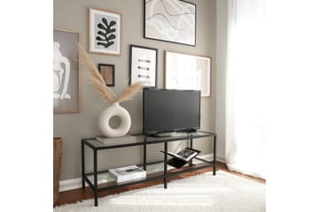 Condurso Golvstående Tv-bänk 130 cm med Förvaring i Glas och Metall - Svart - Möbler - Tv möbel & mediamöbel - TV bänk & mediabänk
