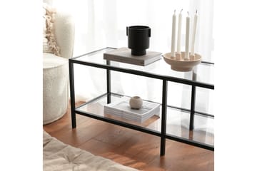 Condurso Golvstående Tv-bänk 130 cm med Förvaring i Glas och Metall - Svart - Möbler - Tv möbel & mediamöbel - TV bänk & mediabänk