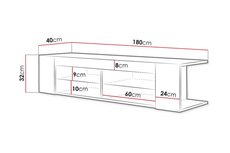 Davalos TV-bänk 180 cm - Ek - Möbler - Tv möbel & mediamöbel - TV bänk & mediabänk