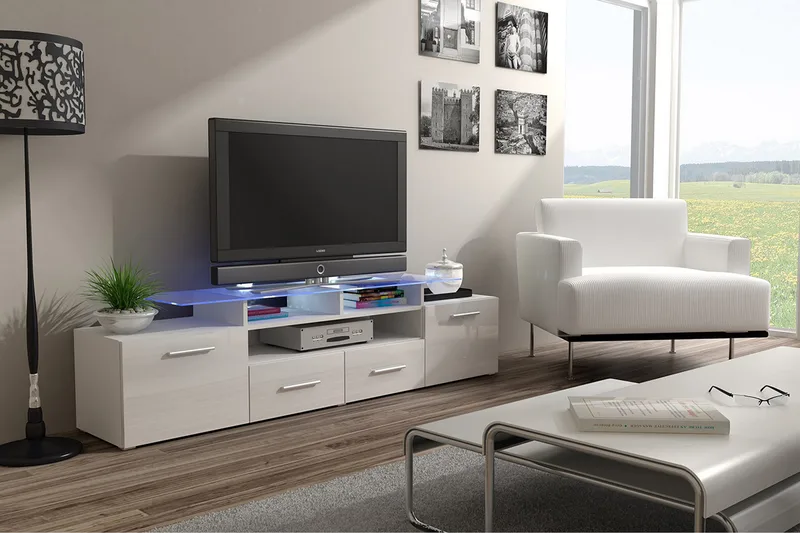 Evora TV-bänk 194x39x39 cm - Beige/Grå/Vit - Möbler - Tv möbel & mediamöbel - TV bänk & mediabänk