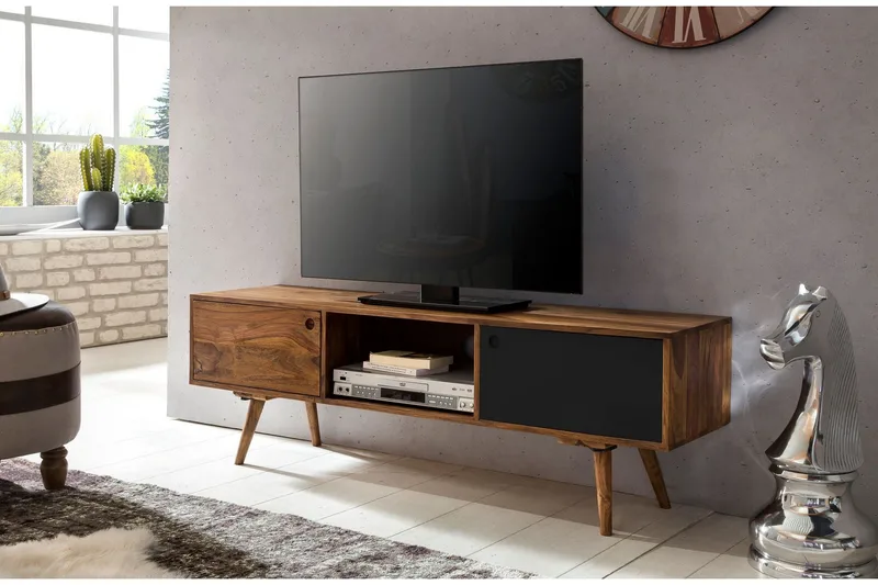 Gateau Golvstående TV Bänk 140 cm med Förvaring i Ljust Trä, Brun