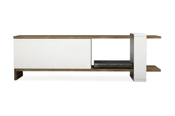 Gersby Golvstående Tv Bänk 120 cm med Förvaring i Mörkt Trä - Vit|Brun - Möbler - Tv möbel & mediamöbel - TV bänk & mediabänk