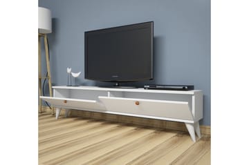 Gersby Golvstående TV Bänk 160 cm med Förvaring i Målat Trä - Vit - Möbler - Tv möbel & mediam öbel - TV bänk & mediabänk