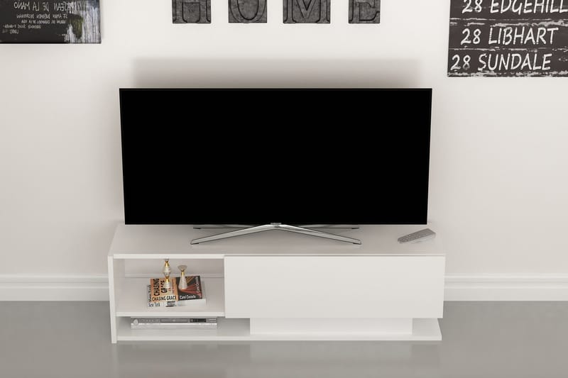 Hejde Golvstående TV Bänk 120 cm med Förvaring i Målat Trä - Vit - Möbler - Tv möbel & mediamöbel - TV bänk & mediabänk