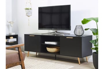 Indio Golvstående TV-bänk 166 cm med Förvaring i Trä med Metallben - Svart - Möbler - Tv möbel & mediamöbel - TV bänk & mediabänk