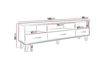Kardos TV-bänk 180 cm - Vit/Ek - Möbler - Tv möbel & mediamöbel - TV bänk & mediabänk