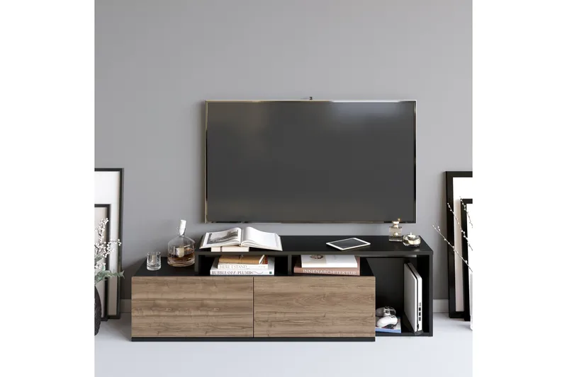 Lameyze Tv-bänk 150 cm - Svart/Mörkbrun - Möbler - Tv möbel & mediamöbel - TV bänk & mediabänk