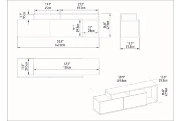 Lameyze Tv-bänk 150 cm - Svart/Mörkbrun - Möbler - Tv möbel & mediamöbel - TV bänk & mediabänk