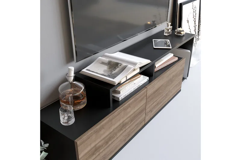 Lameyze Tv-bänk 150 cm - Svart/Mörkbrun - Möbler - Tv möbel & mediamöbel - TV bänk & mediabänk