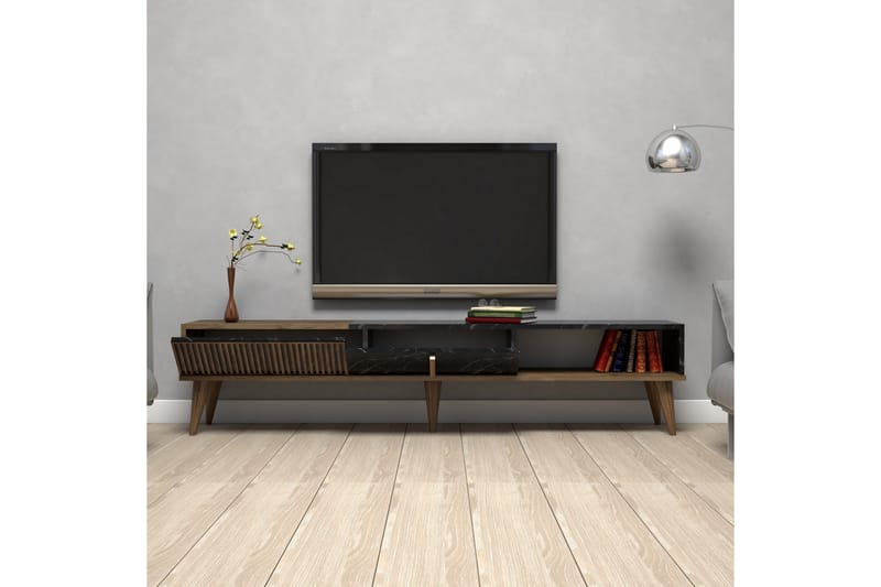 Lissione Tv-bänk 180 cm - Mörkbrun/Svart - Möbler - Tv möbel & mediamöbel - TV bänk & mediabänk