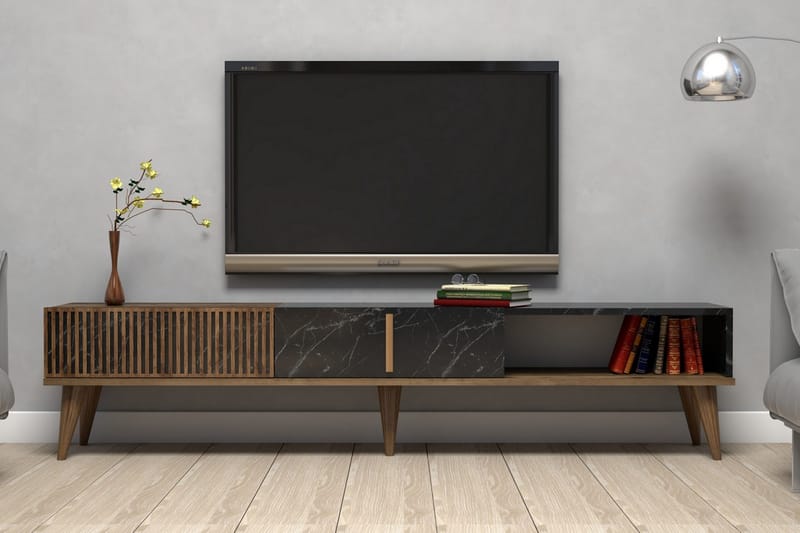 Lissione Tv-bänk 180 cm - Mörkbrun/Svart - Möbler - Tv möbel & mediamöbel - TV bänk & mediabänk