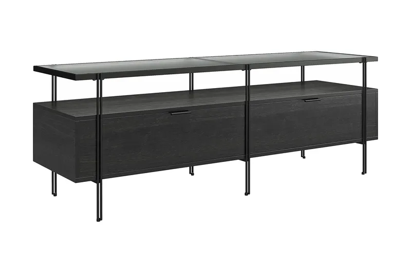 Marinko Tv Bänk 140 cm med Förvaring i Trä med Metallben - Svart - Möbler - Tv möbel & mediamöbel - TV bänk & mediabänk