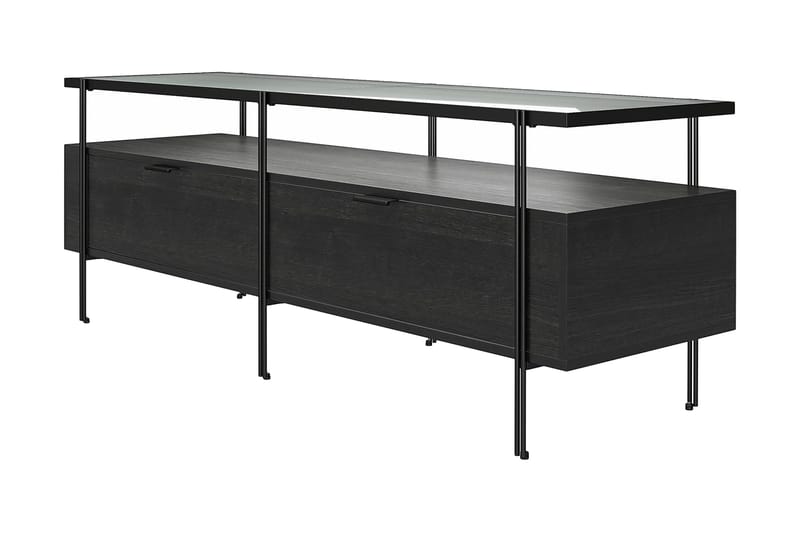 Marinko Tv Bänk 140 cm med Förvaring i Trä med Metallben - Svart - Möbler - Tv möbel & mediamöbel - TV bänk & mediabänk