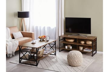 Melnychuk Golvstående TV Bänk 120 cm med Förvaring i Mörkt Trä - Brun - Möbler - Tv möbel & mediamöbel - TV bänk & mediabänk