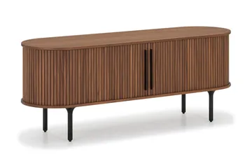 Noira Ribbad Oval TV-bänk 150 cm med Förvaring i Trä och Valnöt - Brun - Möbler - Tv möbel & mediamöbel - TV bänk & mediabänk