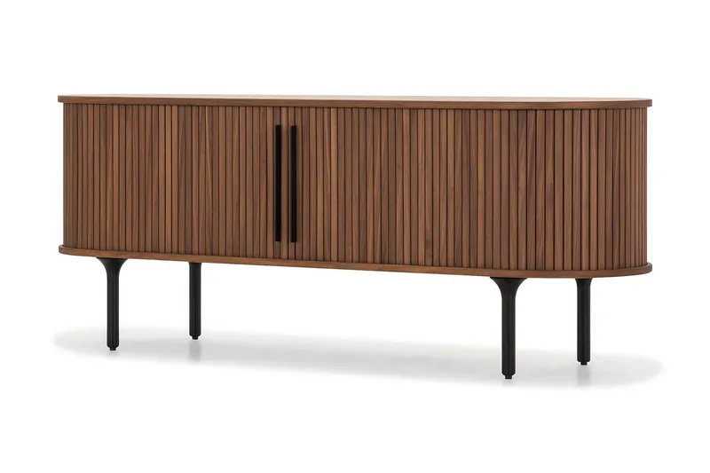 Noira Ribbad Oval TV-bänk 150 cm med Förvaring i Trä och Valnöt - Brun - Möbler - Tv möbel & mediamöbel - TV bänk & mediabänk