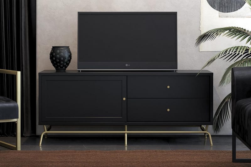 Nova Golvstående TV-bänk 150 cm med Förvaring i Målat Trä - Svart - Möbler - Tv möbel & mediamöbel - TV bänk & mediabänk