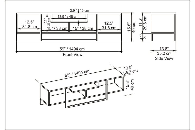 Rinorea Tv-bänk 150x40 cm - Vit - Möbler - Tv möbel & mediamöbel - TV bänk & mediabänk
