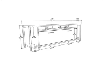 Rinorea Tv-bänk 160x50,8 cm - Vit - Möbler - Tv möbel & mediamöbel - TV bänk & mediabänk