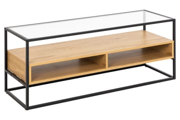 Sakila Golvstående Tv Bänk 120 cm med Förvaring i Metall med Trähylla - Svart - Möbler - Tv möbel & mediamöbel - TV bänk & mediabänk