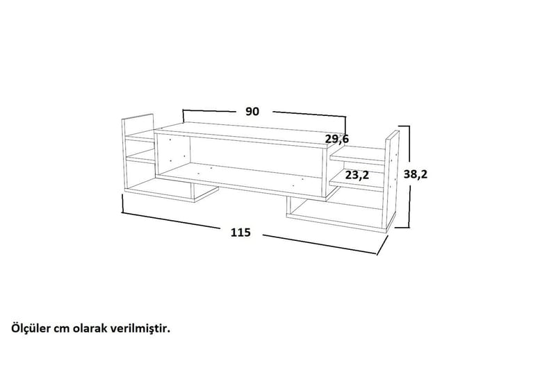 Semoure Golvstående TV Bänk 90 cm med Förvaring i Målat Trä - Vit - Möbler - Tv möbel & mediamöbel - TV bänk & mediabänk
