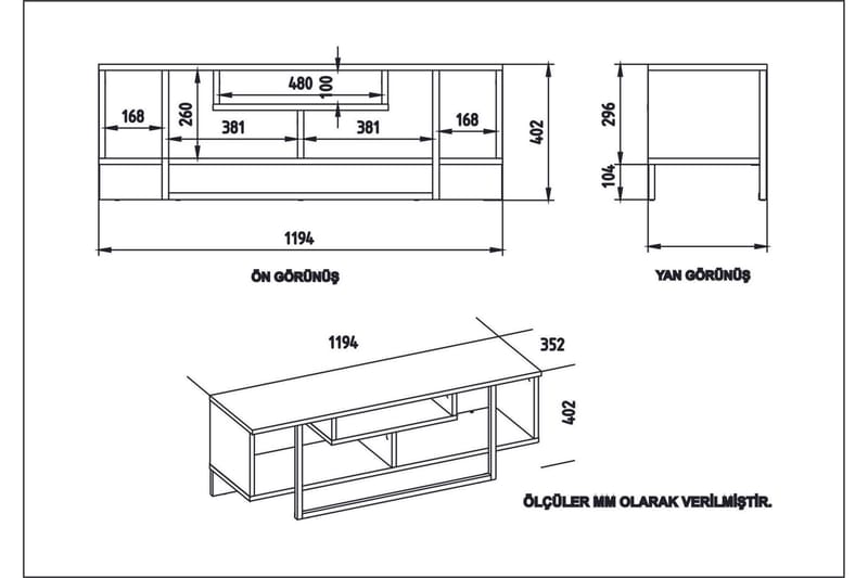 Sholly TV-Bänk 119 cm - Vit/Svart - Möbler - Tv möbel & mediamöbel - TV bänk & mediabänk
