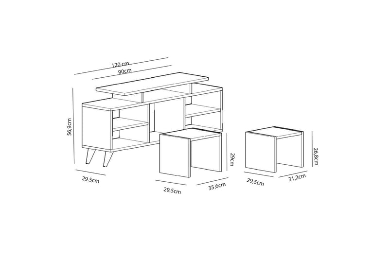 Sqandie Golvstående Tv-bänk 120 cm med Förvaring i Målat Trä - Vit - Möbler - Tv möbel & mediamöbel - TV bänk & mediabänk