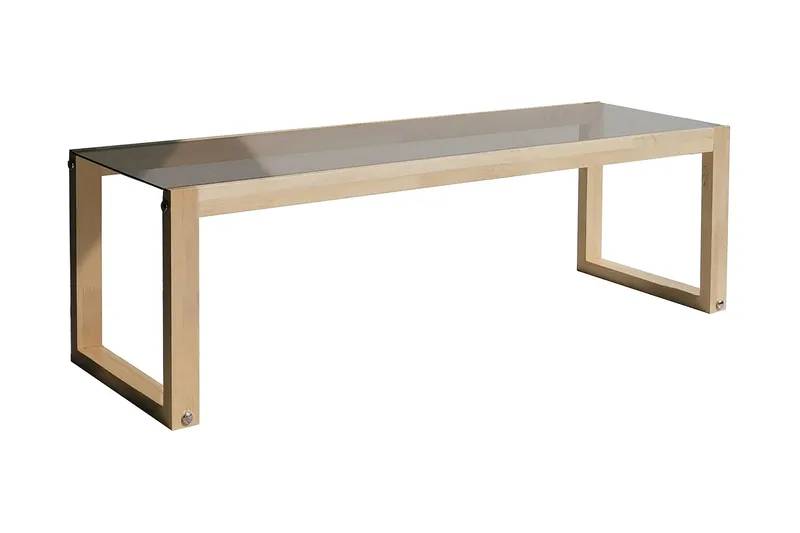 Sqandie Golvstående Tv-bänk 130 cm i Glas med Träram, Brun